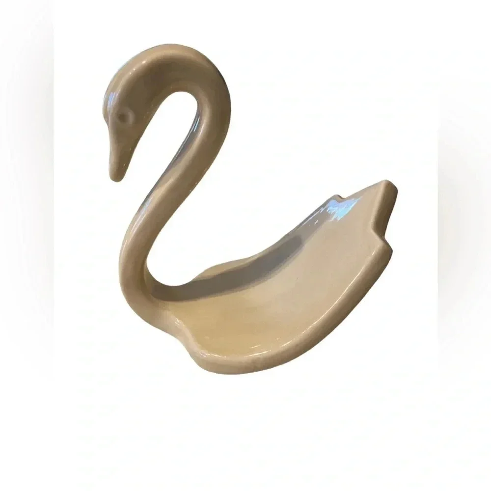 Vintage 80s Modern Ceramic Swan Soap Dish/Wash Rag Holder